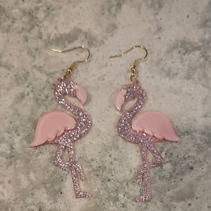Pink Flamingo Glitter Earrings